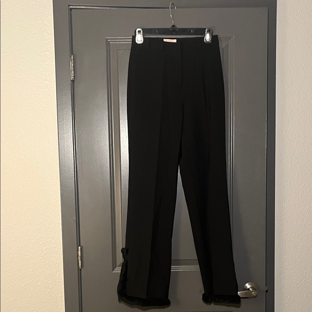 Vintage Cache Faux Fur Trimmed Black Women's Pants